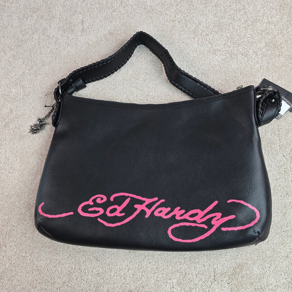 Ed Hardy Love Kills Slowly Rhinestone Denim Hobo Bag EHH276-42-DMB New - Picture 8 of 10